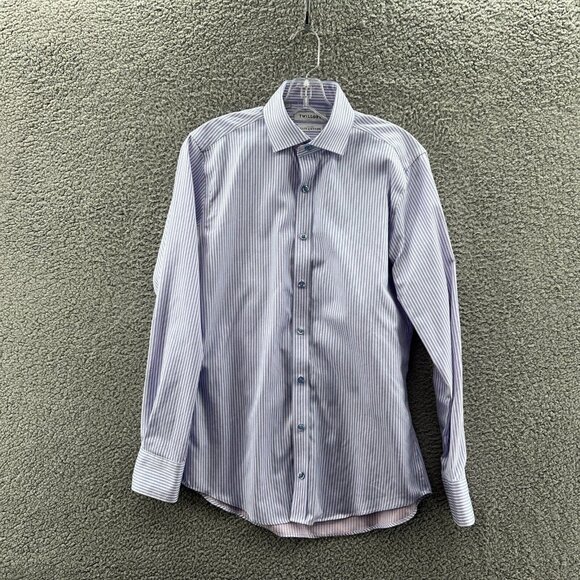 Twillory Shirt Mens 15 32/33 Long Sleeve Button Up Safe Cotton Blue Light Pink - Picture 1 of 8